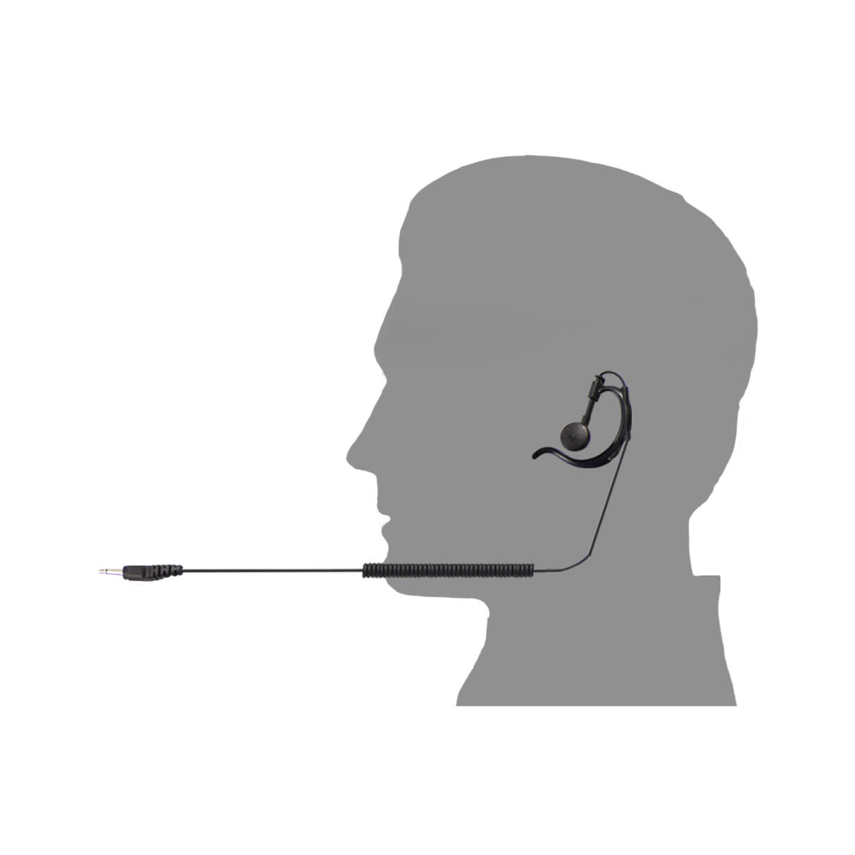 Tait Earpiece C-Hook with Right Angle Jack