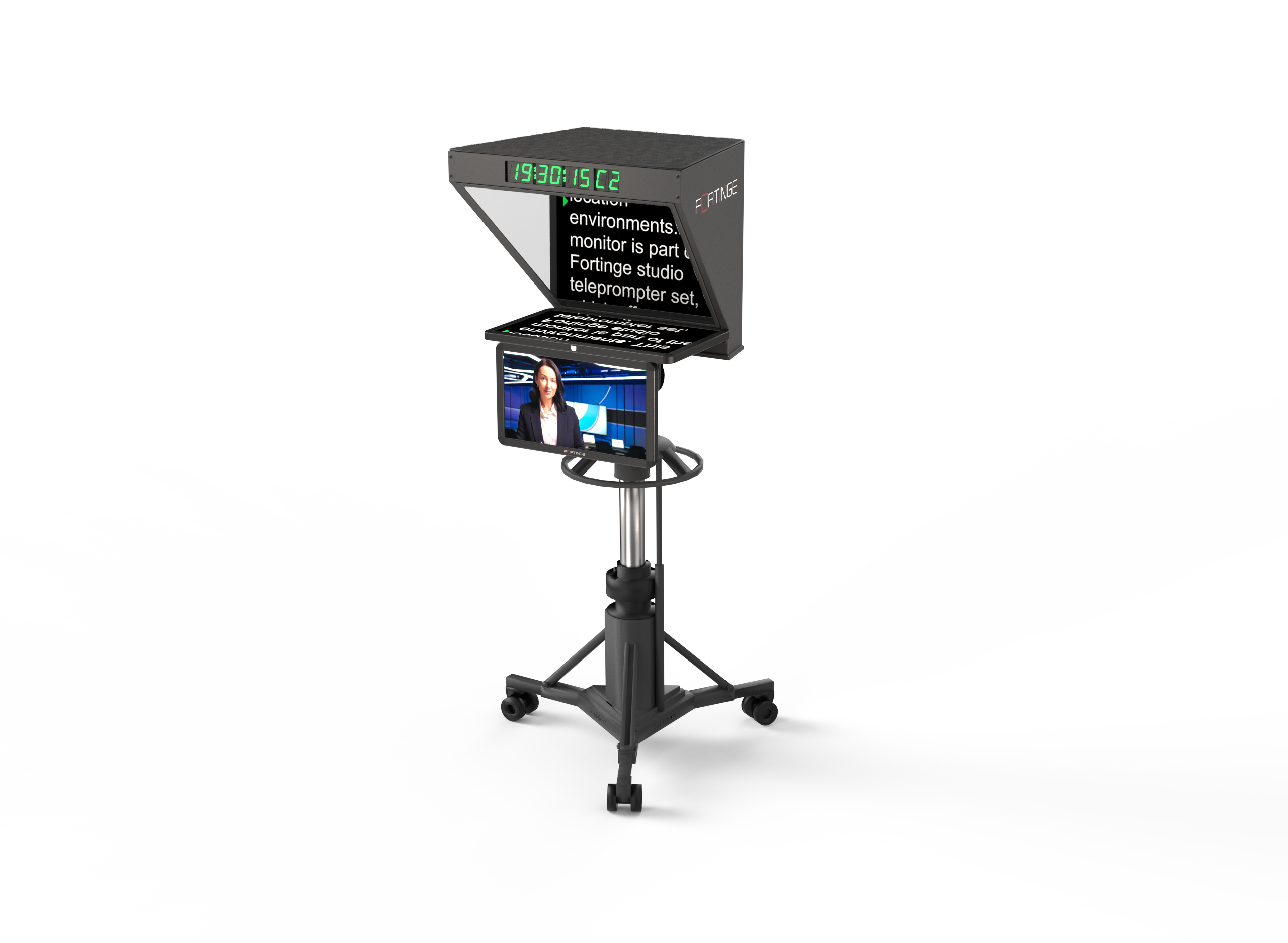 19" HIGH BRIGHTNESS STUDIO TELEPROMPTER for PTZ CAMERAS