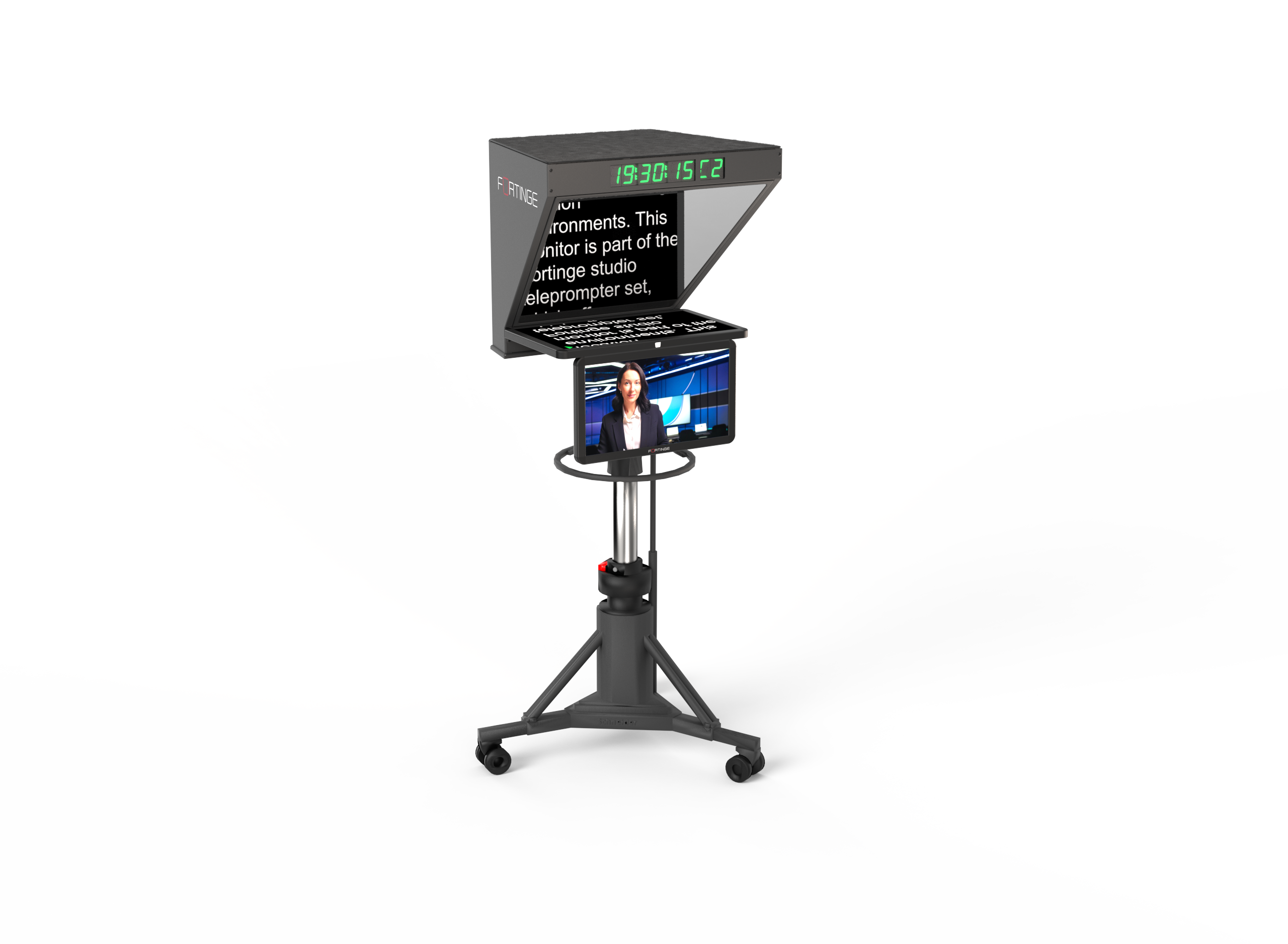19" HIGH BRIGHTNESS STUDIO TELEPROMPTER for PTZ CAMERAS
