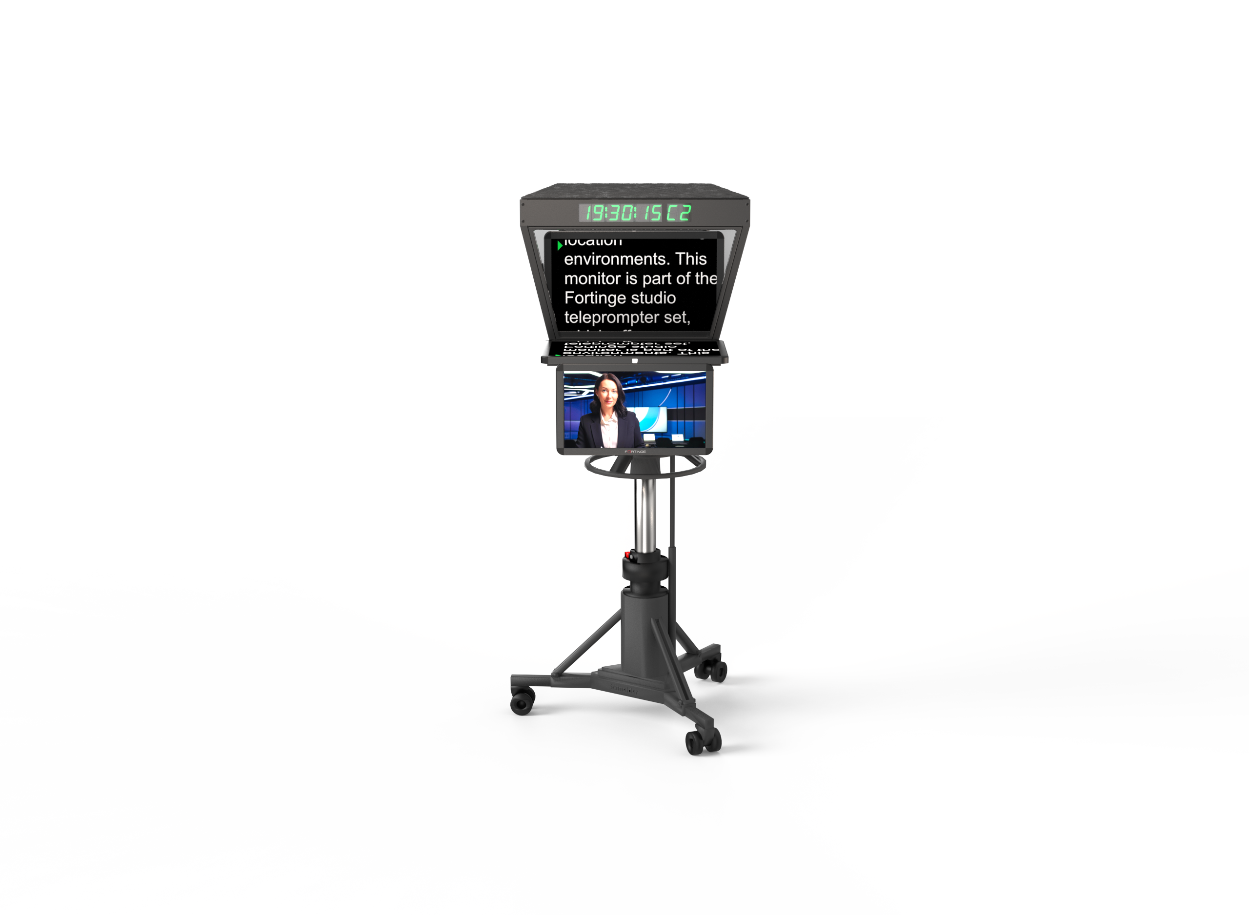 19" HIGH BRIGHTNESS STUDIO TELEPROMPTER for PTZ CAMERAS