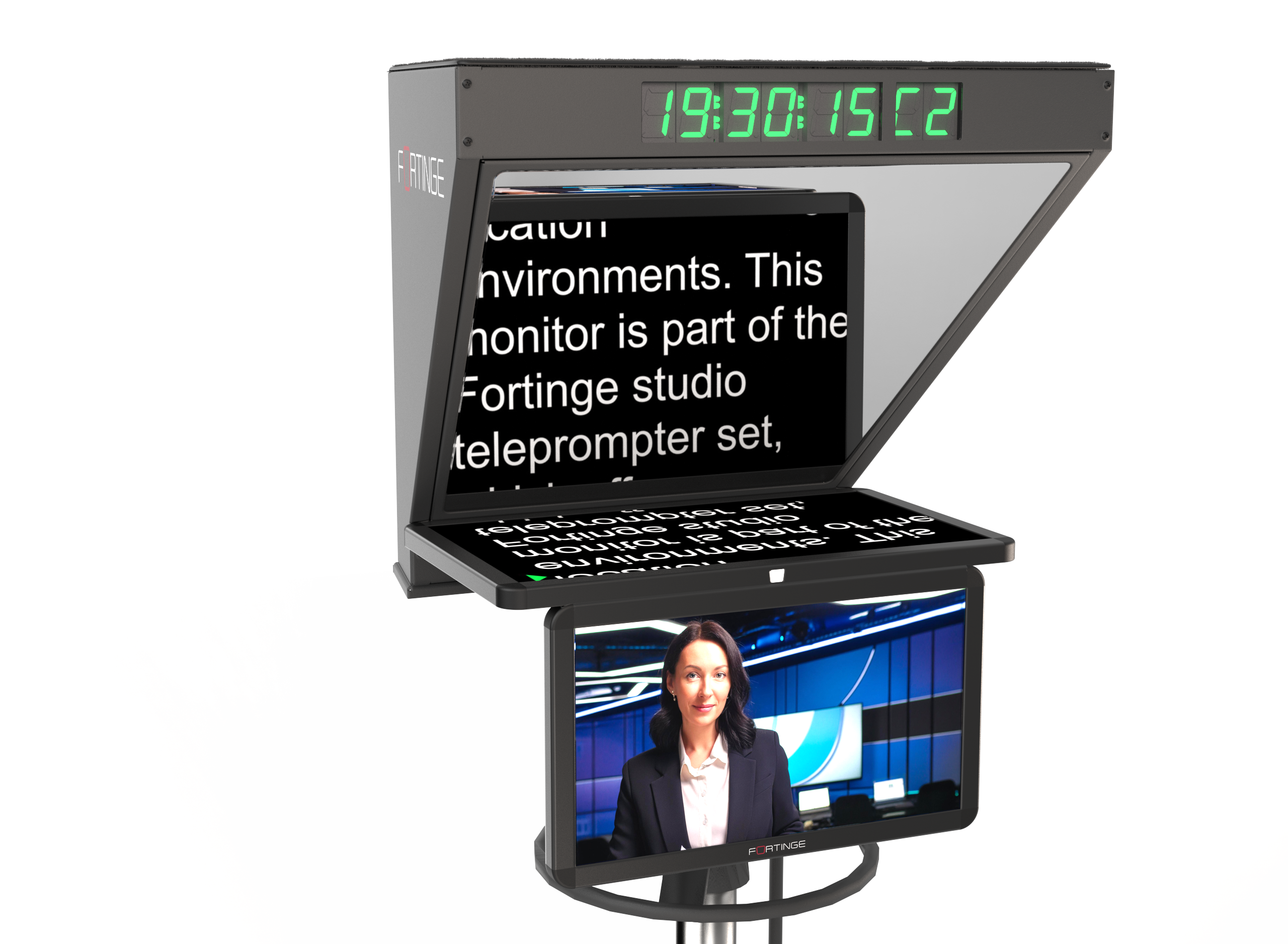 19" HIGH BRIGHTNESS STUDIO TELEPROMPTER for PTZ CAMERAS