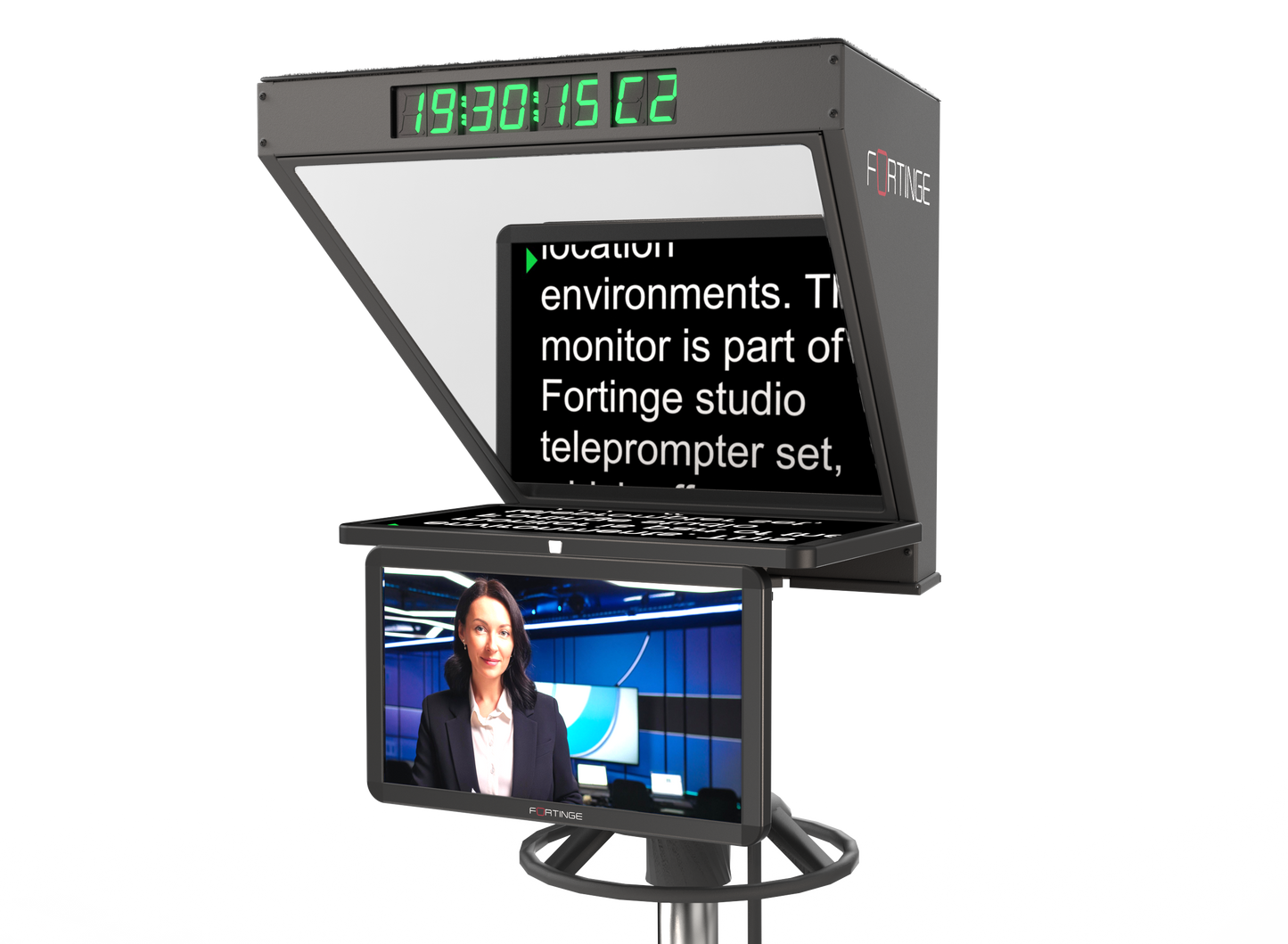 19" STUDIO TELEPROMPTER with SDI IN/OUT for PTZ CAMERAS