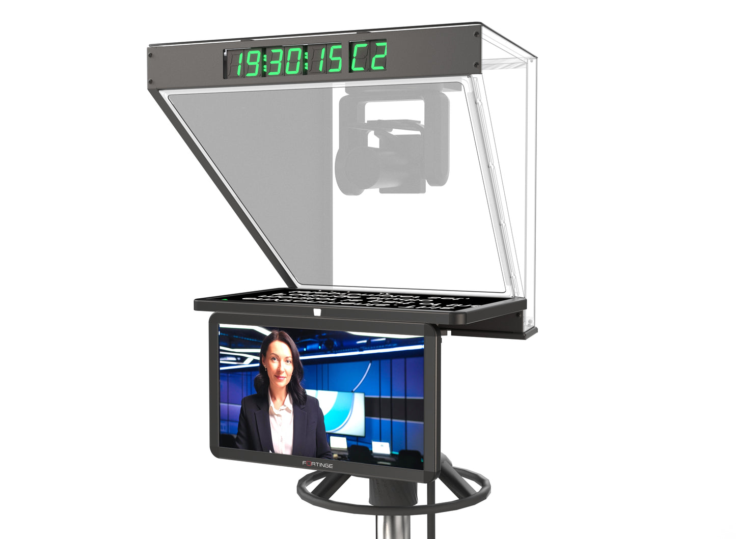 19" HIGH BRIGHTNESS STUDIO TELEPROMPTER with  SDI IN/OUT for PTZ CAMERAS
