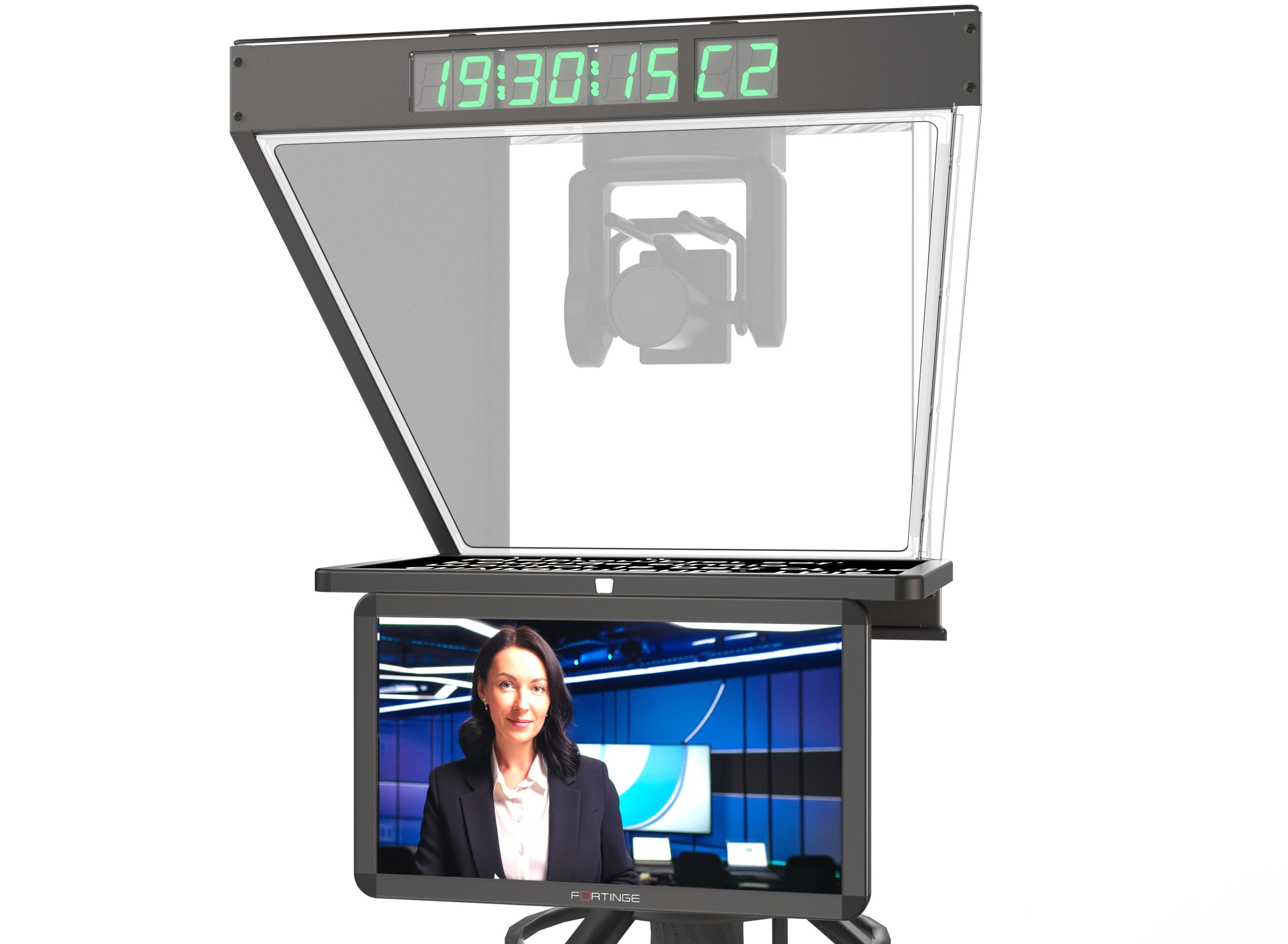 19" HIGH BRIGHTNESS STUDIO TELEPROMPTER for PTZ CAMERAS