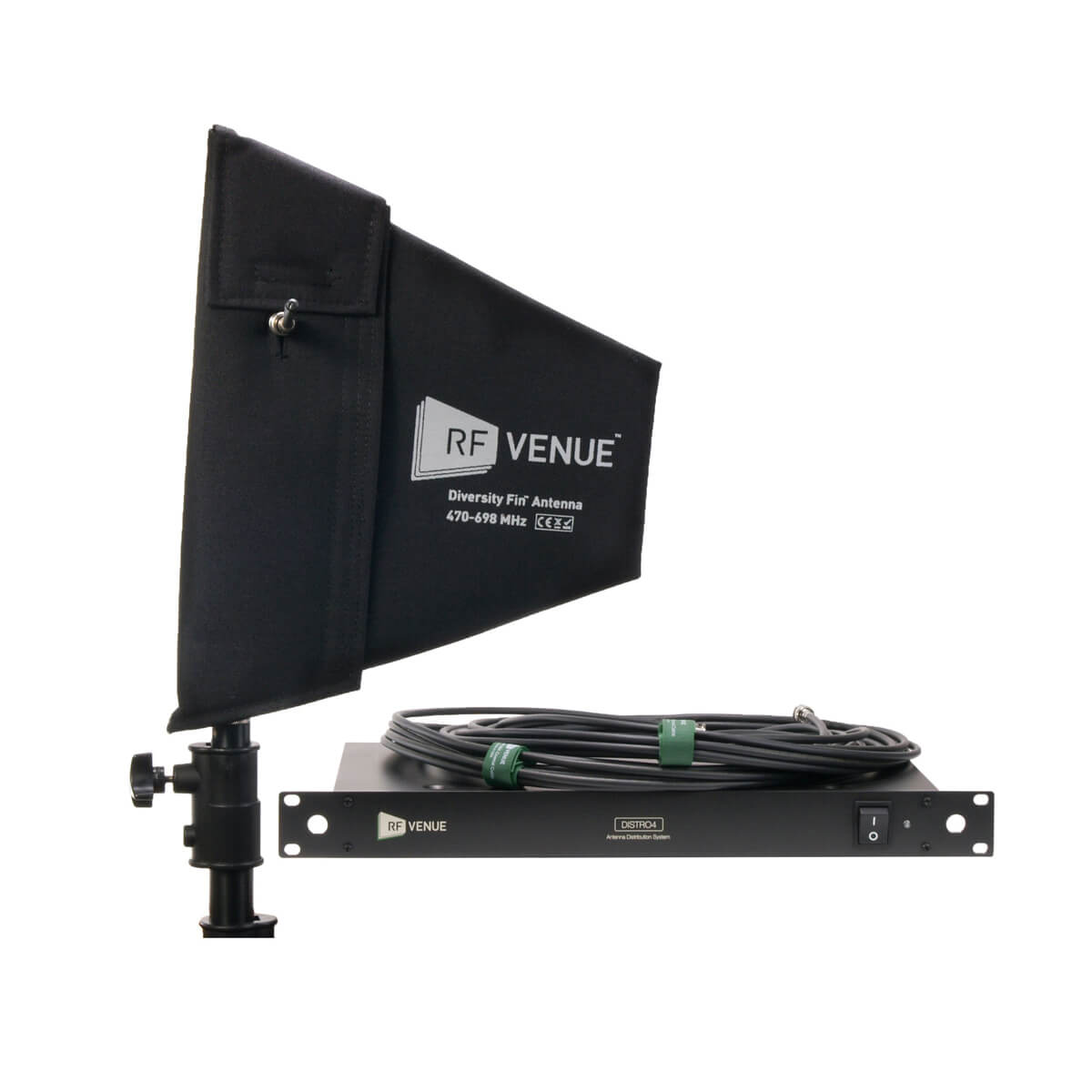Rf Venue DFINDISTRO4 4 Channel Distributor & Diversity Fin Antenna Pack